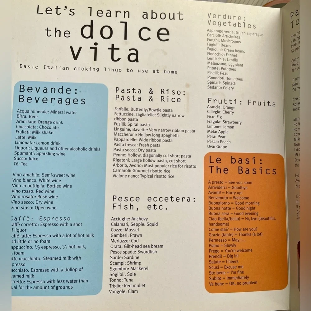 Unused! Basic Italian CookBook Baking Dolce Vita by Silverback